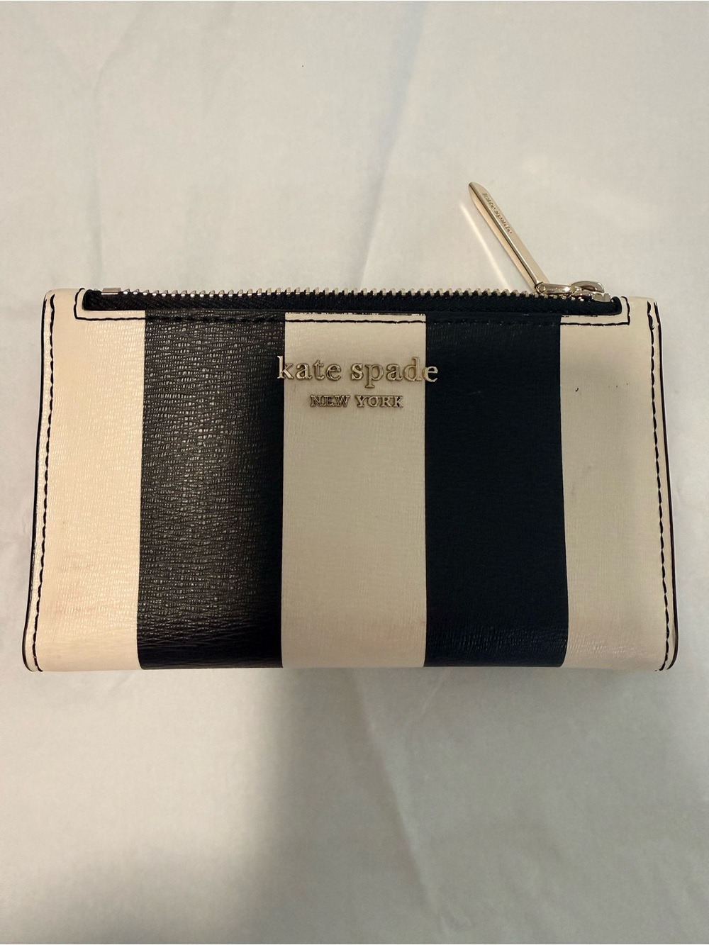 Kate Spade New York Black & Cream Striped Wallet